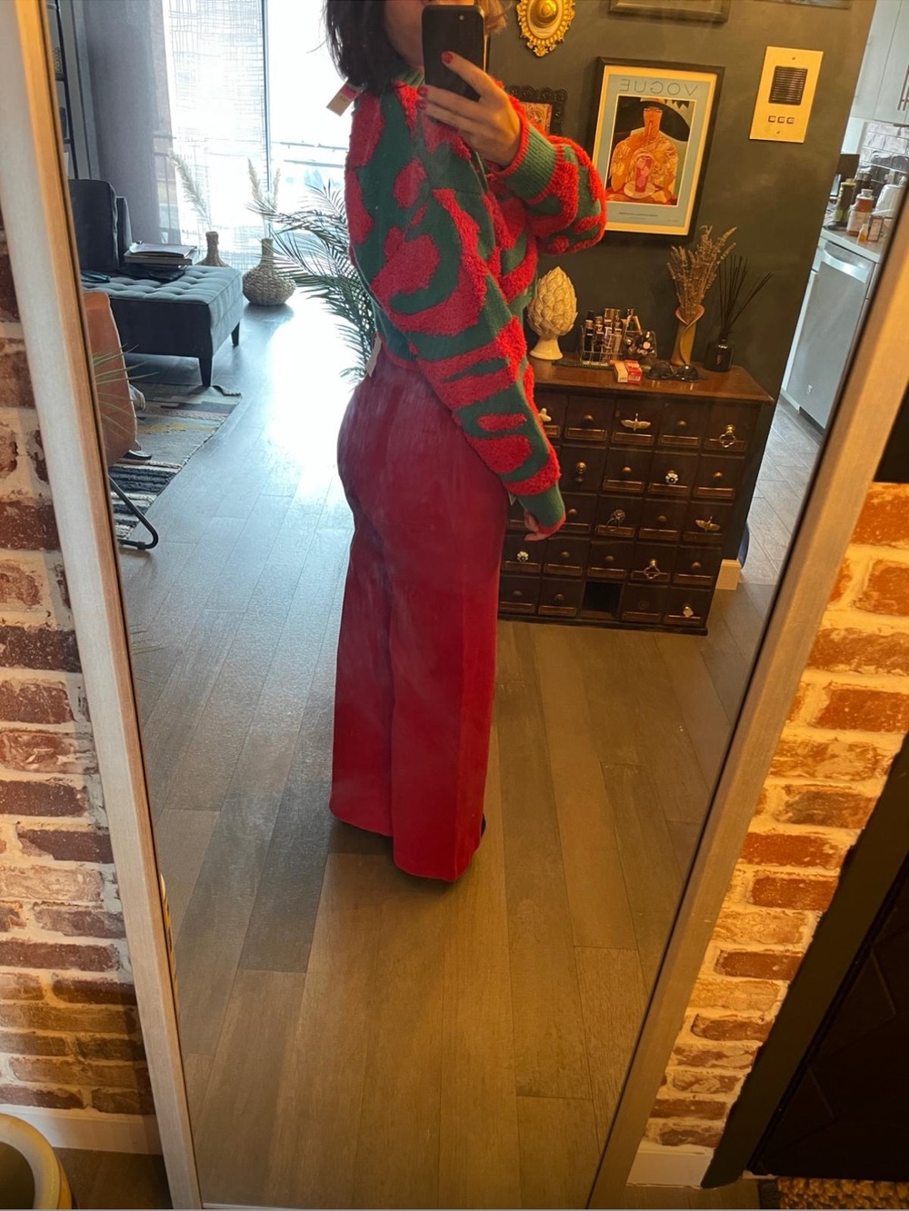 Red/Green warm button top - Picture 2 of 2
